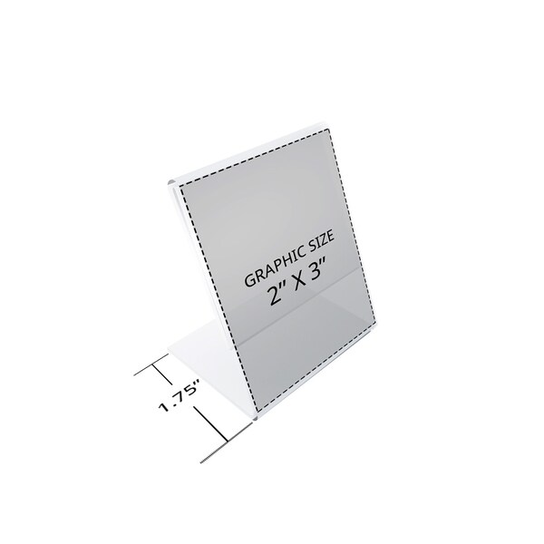 Azar Displays 2"W x 3"H Angled Sign Holder, PK10 - 112741