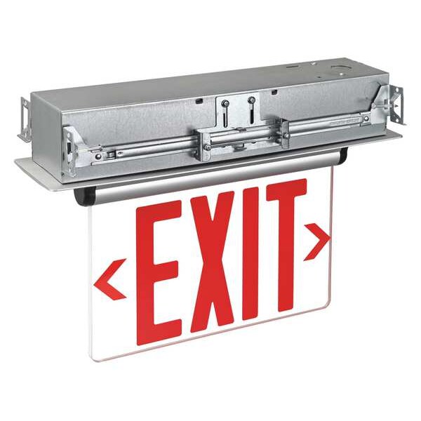 Lumapro Exit Sign, Silver, 1 Face(s), LED, Recess Mount, Nickel Cadmium - 53RH94