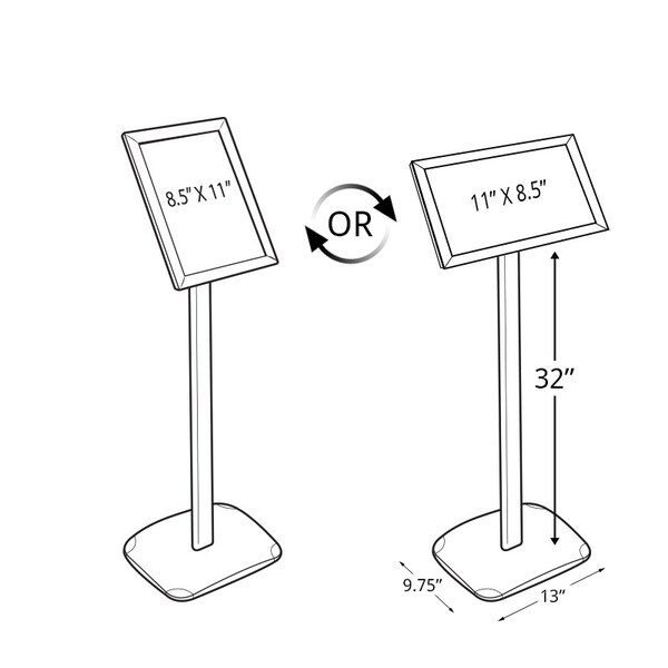 Azar Displays 8.5"W x 11"H Snap-Frame Sign holder W/ Metal Stand - 300240-SLV