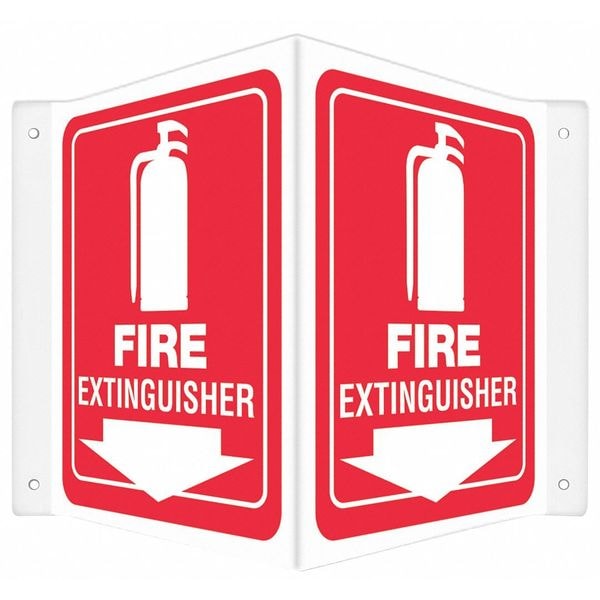 Condor High Visibility Safety Sign, 12 in Height, 14 in Width, PETG, V-Shape Projection, English - 480Z36