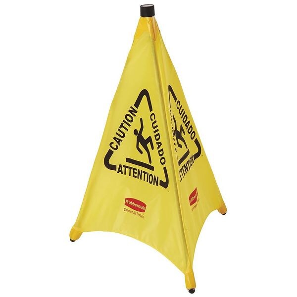 Rubbermaid Commercial Soft Safety Sign, 30 in H, 21 in W, Fabric, Galvanized Steel, Nylon, Polypropylene, FG9S0100YEL - FG9S0100YEL