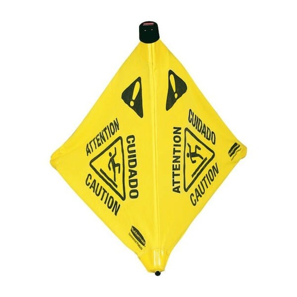 Rubbermaid Commercial Soft Safety Sign, 30 in H, 21 in W, Fabric, Galvanized Steel, Nylon, Polypropylene, FG9S0100YEL - FG9S0100YEL