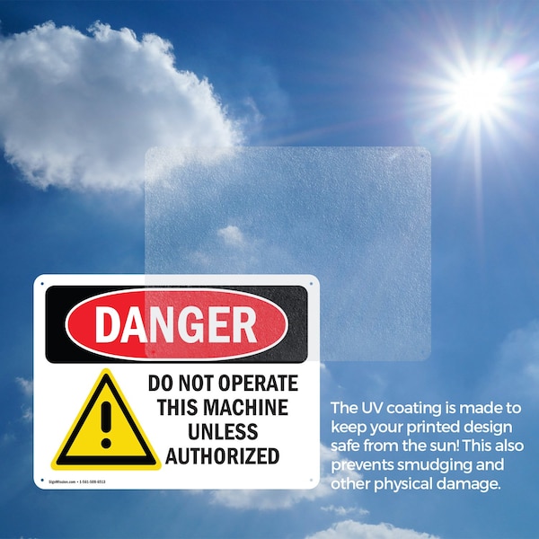 Signmission Do Not Operate This Machine Unless Authorize Danger Sign, Plastic, 14in W x 10in L, 2PK - OS-2PACK-DS-P-1014-L-1155