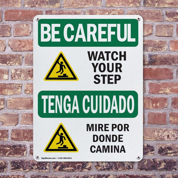 Signmission 14 in Height, 10 in Width, Aluminum, Rectangle, Bilingual - OS-2PACK-BC-A-1014-L-10067