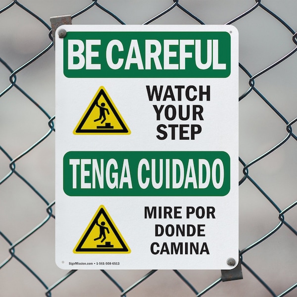 Signmission 14 in Height, 10 in Width, Aluminum, Rectangle, Bilingual - OS-2PACK-BC-A-1014-L-10067