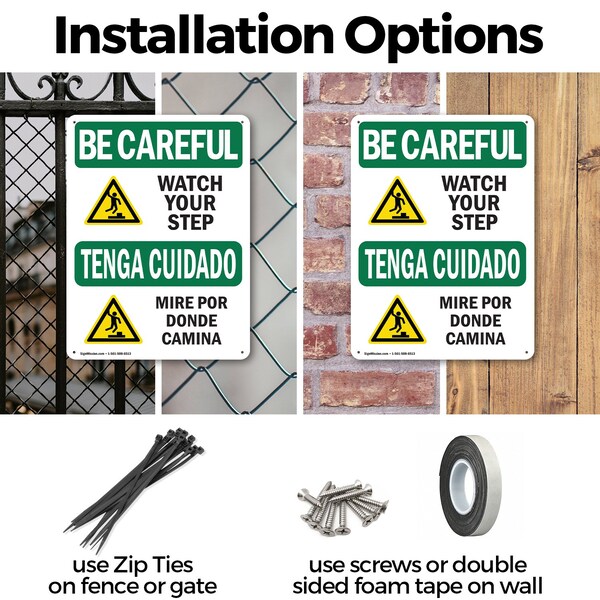 Signmission 14 in Height, 10 in Width, Aluminum, Rectangle, Bilingual - OS-2PACK-BC-A-1014-L-10067