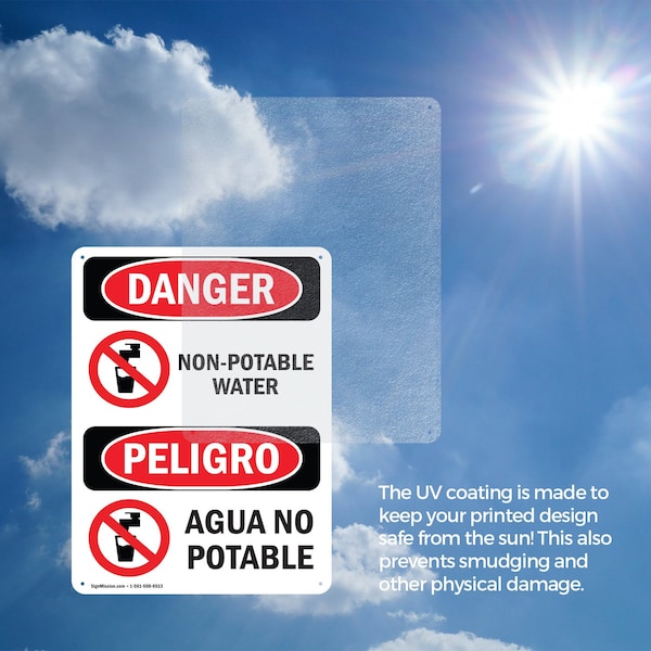 Signmission Non-Potable Water Bilingual, 10 in W x Rectangle, Plastic - OS-2PACK-DS-P-1014-VS-1499