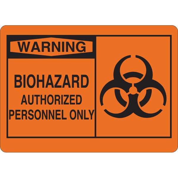 Condor Warning Biohazard Sign, 10 in Height, 14 in Width, Vinyl, English - 35GE61