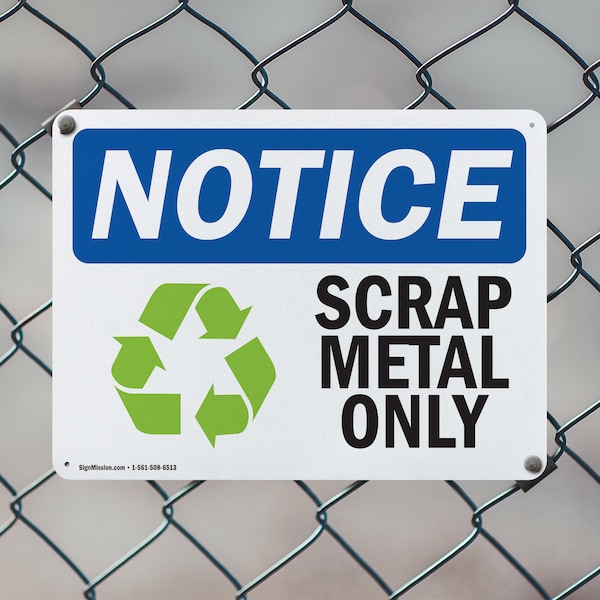 Signmission Scrap Metal Only, 14 in W x Rectangle, Aluminum - OS-2PACK-NS-A-1014-L-18255
