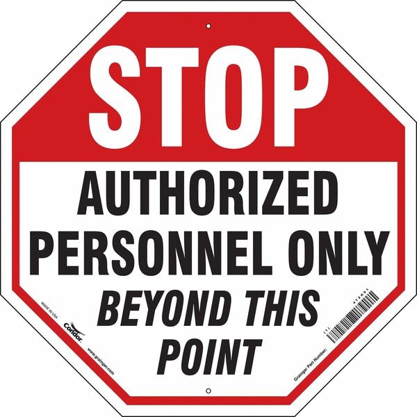 Condor Safety Sign, 24 in H, 24 in W, Polyethylene, Octagon, English, 472H01 - 472H01