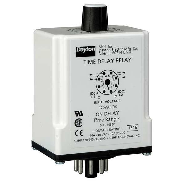 Retardo de Tiempo Dayton, 12VDC, 10A, DPDT, 0.01 seg. - 24EN98
