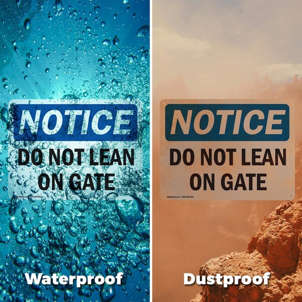 Signmission Do Not Lean On Gate, 10 in W x Rectangle, Aluminum - OS-2PACK-NS-A-710-L-11290