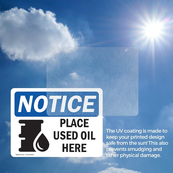 Signmission Place Used Oil Here, 18 in W x Rectangle, Vinyl Decal - OS-2PACK-NS-D-1218-L-16351