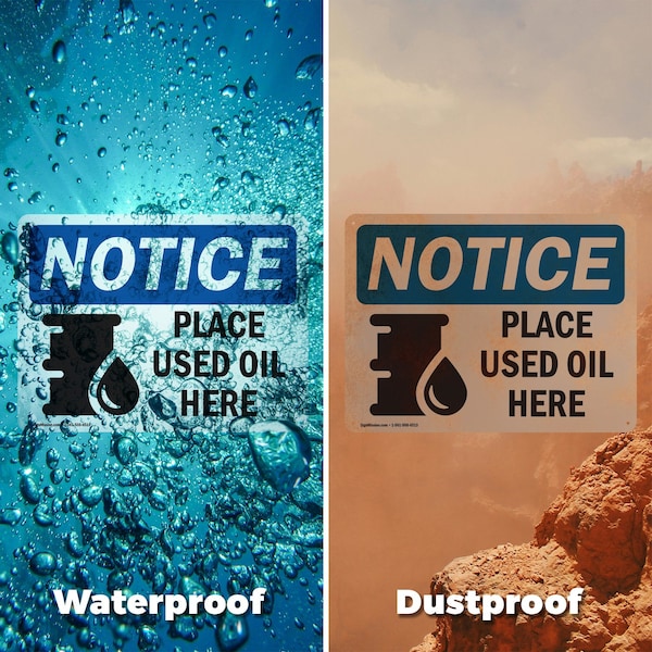 Signmission Place Used Oil Here, 18 in W x Rectangle, Vinyl Decal - OS-2PACK-NS-D-1218-L-16351
