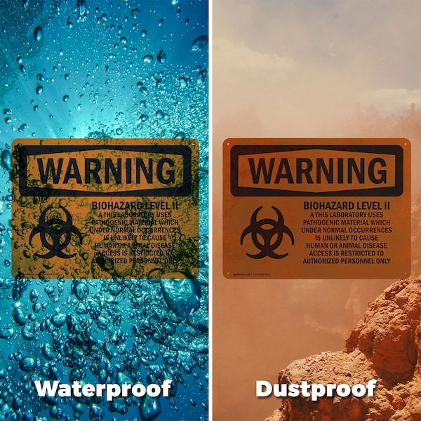 Signmission Biohazard Level II This Laboratory With Symbol OSHA Warning Sign, Plastic, 10in W x 7in L, 2PK - OS-2PACK-WS-P-710-L-11985