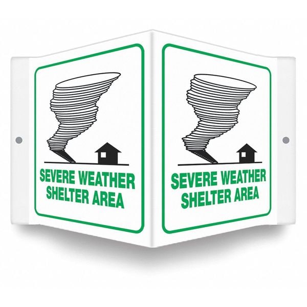 Condor High Visibility Safety Sign, 6 in Height, 8 1/2 in Width, PETG, V-Shape Projection, English - 480Y91
