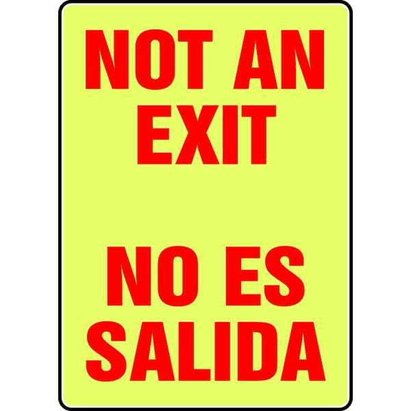 Accuform Exit Sign, Vinyl, 10" W, 14" H, Not An Exit/No Es Salida, Yellow - SBMEXT527GF