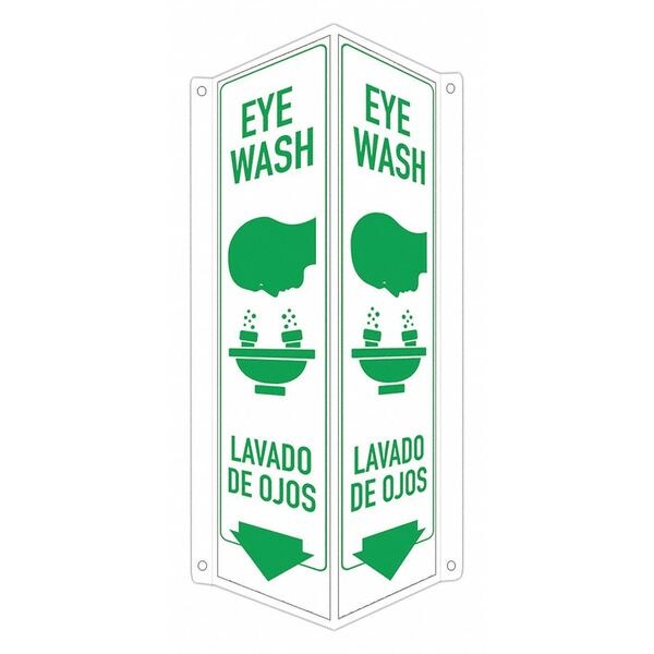 Lyle Eye Wash/Lavado De Ojos, 8 in W x 18 in H, V-Shape Projection, Aluminum, LCVB-0046-NA_4x18 - LCVB-0046-NA_4X18