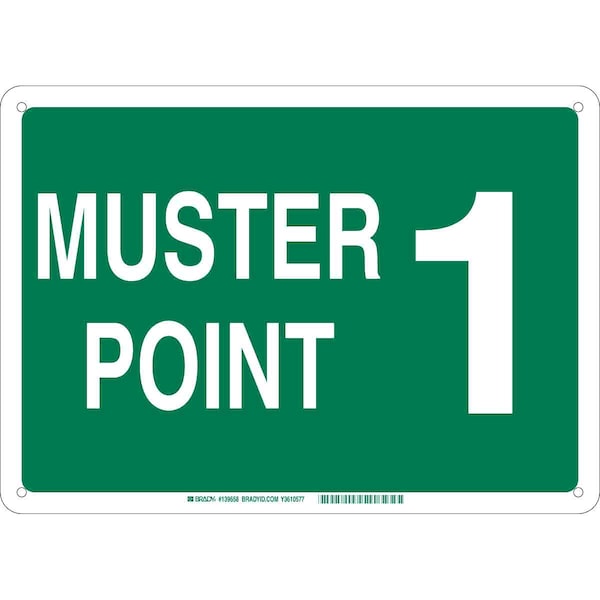 Brady Emergency Assembly Sign, 14 in Height, 20 in Width, Aluminum, Rectangle, English - 139665