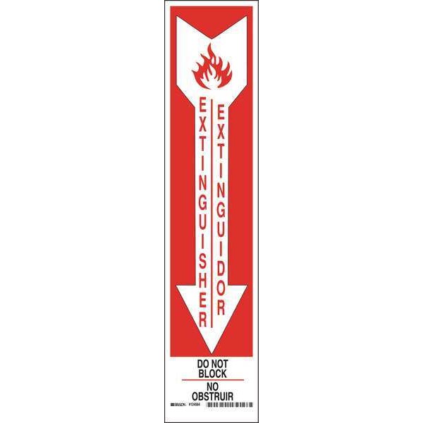 Brady Fire Extinguisher Sign, 18 in Height, 4 in Width, Plastic, Rectangle, English, Spanish - 124563