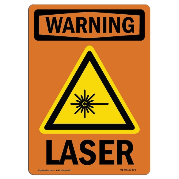 Signmission OSHA WARNING Sign, Laser, 7in X 5in Decal, 5" W, 7" H, Portrait, Laser With ,  Made in USA - OS-WS-D-57-V-13305
