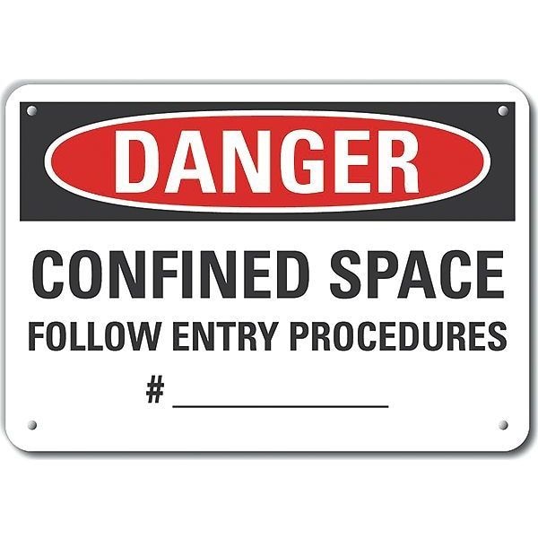 Lyle Decal, Danger Confined Space, 10 x 7", LCU4-0646-NA_10X7 - LCU4-0646-NA_10X7