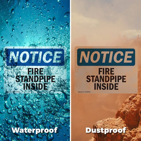 Signmission Fire Standpipe Inside OSHA Notice Sign, Plastic, 10in W x 7in L, 2PK - OS-2PACK-NS-P-710-L-12695