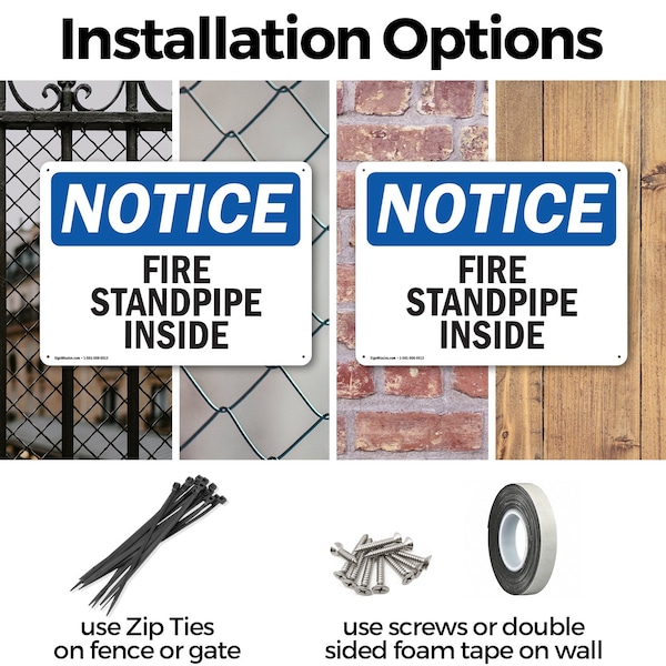 Signmission Fire Standpipe Inside OSHA Notice Sign, Plastic, 10in W x 7in L, 2PK - OS-2PACK-NS-P-710-L-12695