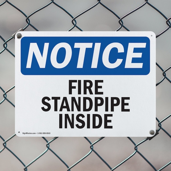 Signmission Fire Standpipe Inside OSHA Notice Sign, Plastic, 10in W x 7in L, 2PK - OS-2PACK-NS-P-710-L-12695