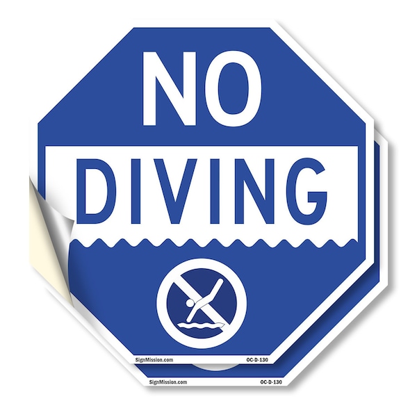Signmission No Diving, 4 inch X 4 inch, Vinyl Decal, 2PK - OC-D-2PACK-4-130