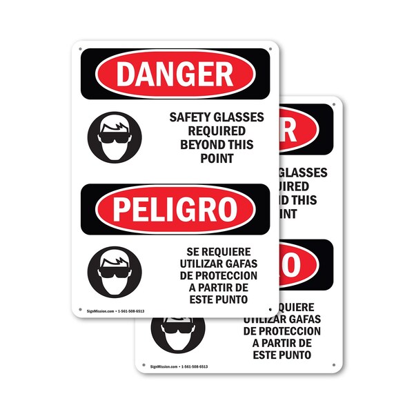 Signmission 24 in Height, 18 in Width, Plastic, Rectangle, Bilingual - OS-2PACK-DS-P-1824-VS-1559