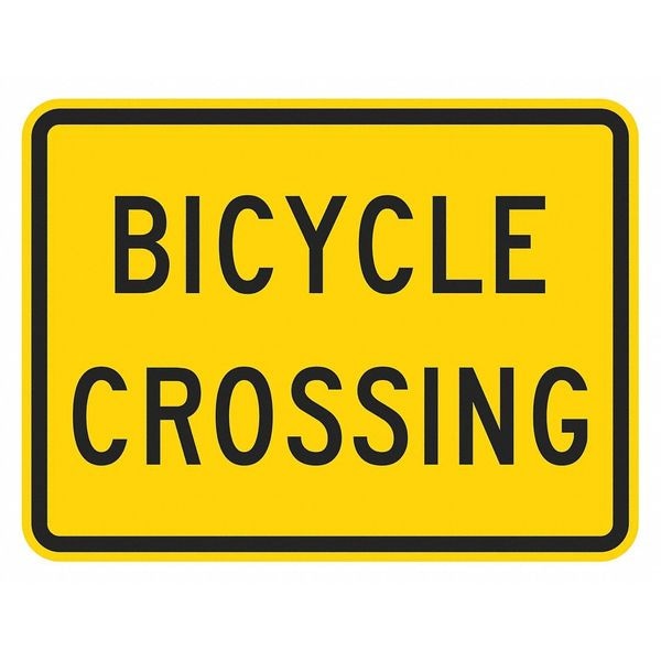 Lyle Bicycle Crossing Traffic Sign, 12 in H, 18 in W, Aluminum, Horizontal Rectangle, T1-1550-EG_18x12 - T1-1550-EG_18X12
