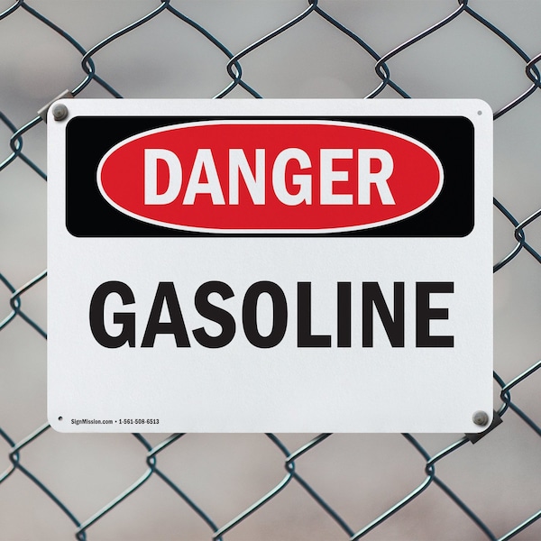 Signmission Gasoline Danger Sign, Aluminum, 14in W x 10in L, 2PK - OS-2PACK-DS-A-1014-L-2399