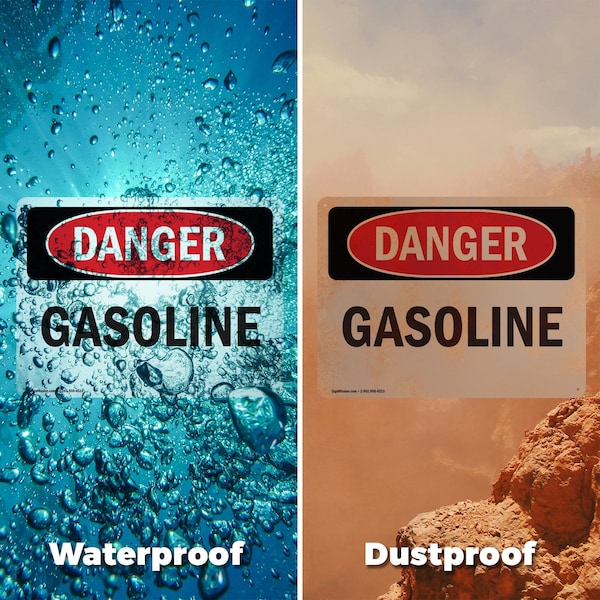 Signmission Gasoline Danger Sign, Aluminum, 14in W x 10in L, 2PK - OS-2PACK-DS-A-1014-L-2399