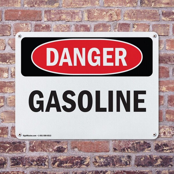 Signmission Gasoline Danger Sign, Aluminum, 14in W x 10in L, 2PK - OS-2PACK-DS-A-1014-L-2399