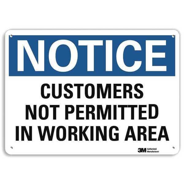 Lyle Notice, Customers Not Permitted In Working Area, 7 in x 10 in, Plastic, U5-1114-NP_10X7 - U5-1114-NP_10X7