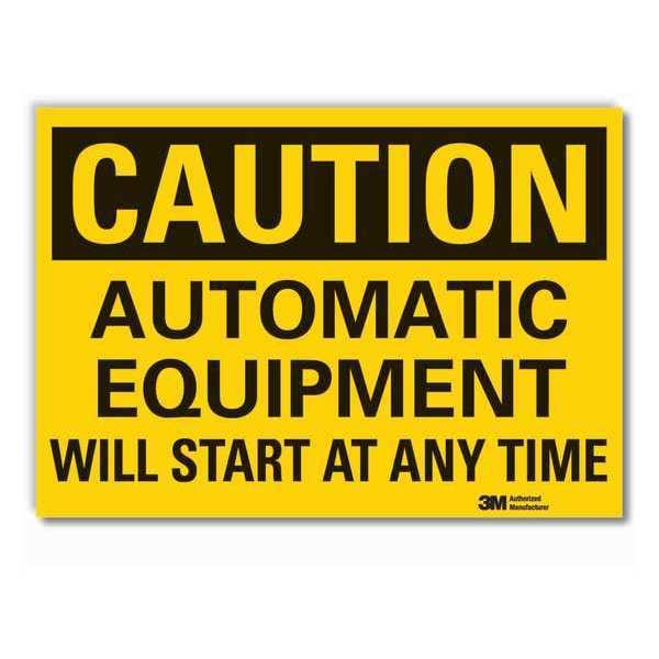 Lyle Automatic Equipment Caution Reflective Label, 10 in Height, 14 in Width, Reflective Sheeting - LCU3-0389-RD_14X10