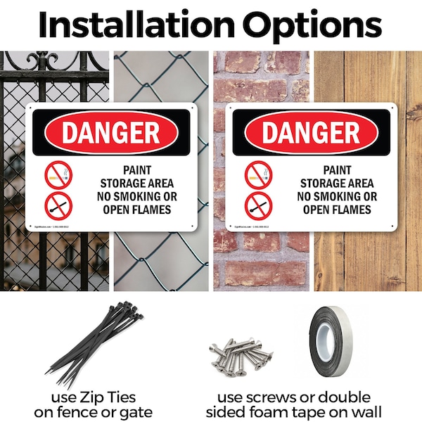 Signmission Paint Storage Area No Smoking Or Open Flames Danger Sign, Plastic, 18in W x 12in L, 2PK - OS-2PACK-DS-P-1218-L-1516