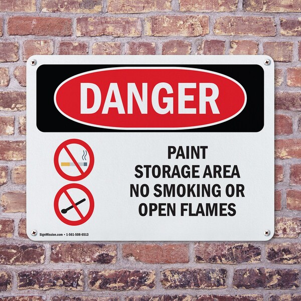 Signmission Paint Storage Area No Smoking Or Open Flames Danger Sign, Plastic, 18in W x 12in L, 2PK - OS-2PACK-DS-P-1218-L-1516