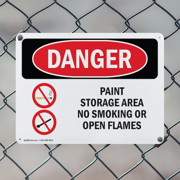 Signmission Paint Storage Area No Smoking Or Open Flames Danger Sign, Plastic, 18in W x 12in L, 2PK - OS-2PACK-DS-P-1218-L-1516