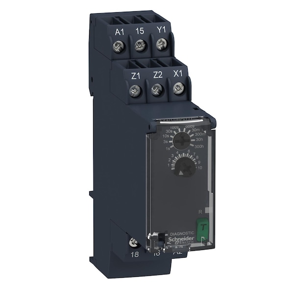 Relevador multifunción Schneider Electric, Relevadores de tiempo Harmony, 8A, 1 NA, 0.05s...300h, de retardo en encender, 24...240V CA CD - RE22R1MAMR