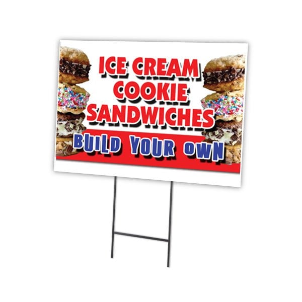Signmission Ice Cream Cookie Sandwi Yard & Stake outdoor plastic coroplast window, 1824 Ice Cream Cookie Sandwi - C-1824 ICE CREAM COOKIE SANDWI
