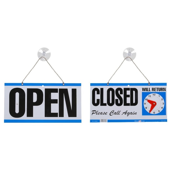 Hillman HILLMAN English White Open/Close Clock Sign 6 in. H X 12 in. W - 848653