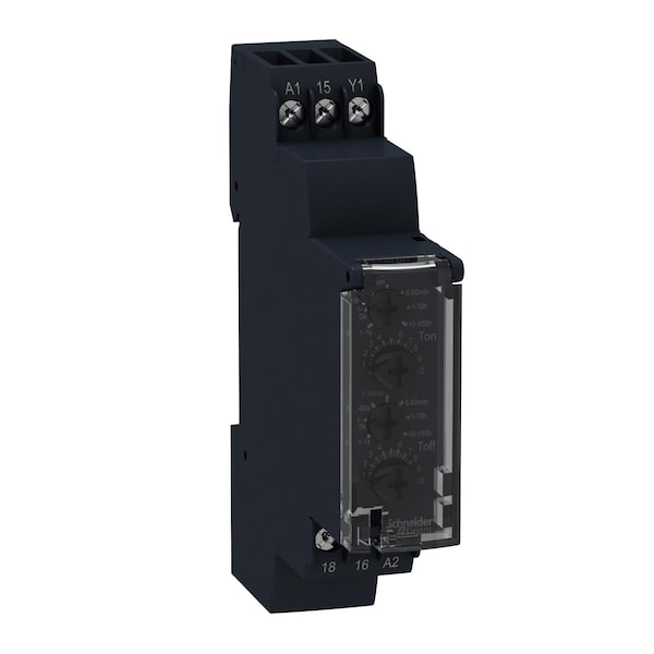 Relé de función dual Schneider Electric, Relés temporizadores Harmony, 8A, 1CO, 1s..100h, destello asimétrico, 24V DC o 24...240V AC DC - RE17RLMU