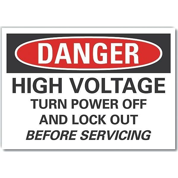 Lyle Decal, Danger High Voltage, 7 x 5", Sign Legend Text Color: Black - LCU4-0669-RD_7X5