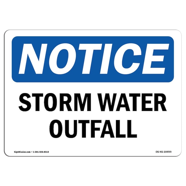 Signmission OSHA Sign, Storm Water Outfall, 7in X 5in Decal, 5" W, 7" L, Landscape, Storm Water Outfall Sign - OS-NS-D-57-L-18499