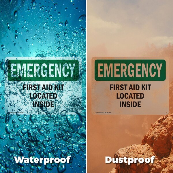 Signmission First Aid Kit Located Inside, 18 in W x Rectangle, Aluminum - OS-2PACK-EM-A-1218-L-10375