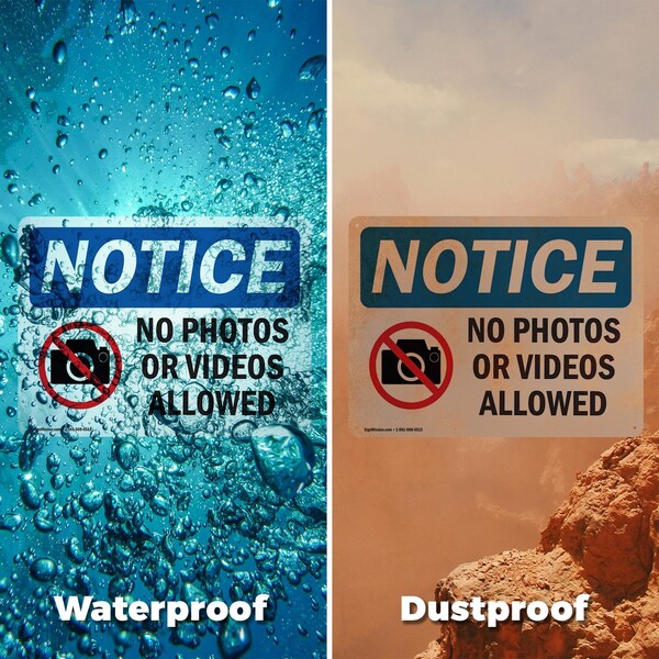 Signmission No Photos Or Video Allowed, 10 in W x Rectangle, Vinyl Decal - OS-2PACK-NS-D-710-L-16179