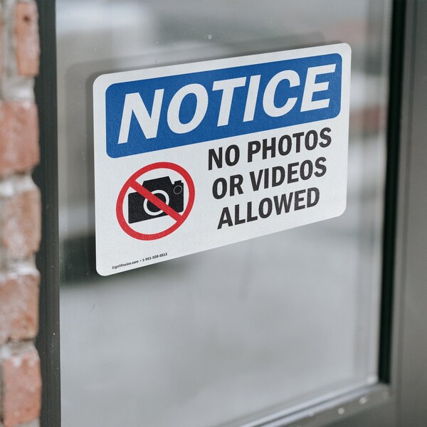 Signmission No Photos Or Video Allowed, 10 in W x Rectangle, Vinyl Decal - OS-2PACK-NS-D-710-L-16179