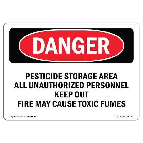 Signmission Safety Sign, OSHA Danger, 3.5" Height, Pesticide Storage Area, Landscape - OS-DS-D-35-L-1973